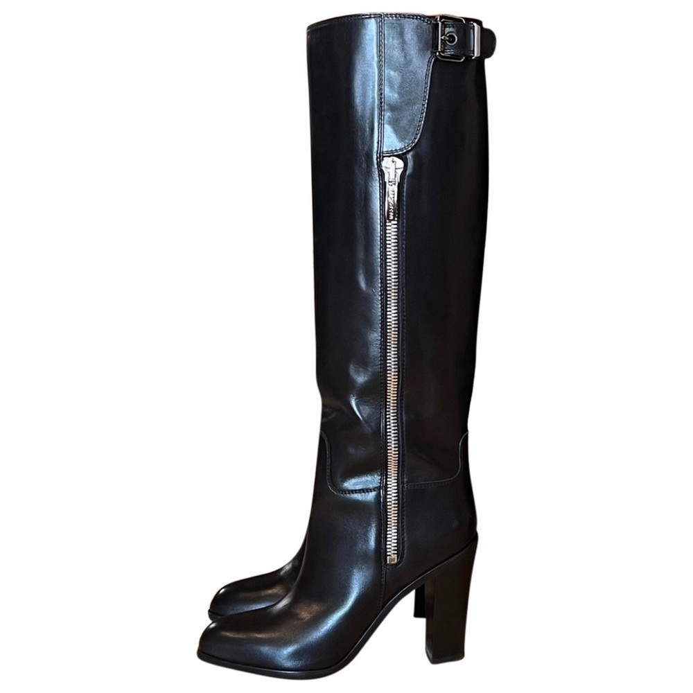 Sergio Rossi knee high boots in black.